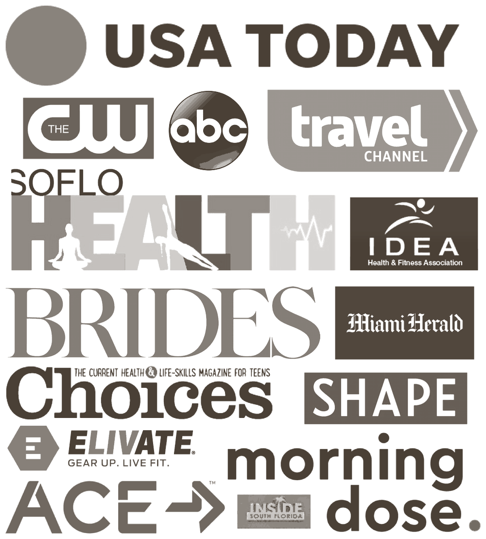 JustinFit featured in USA Today, ABC, The CW, Travel Channel, Miami Herald, SHAPE, Health, Brides, Choices, IDEA Health & Fitness Association, ACE, Elivate, SoFlo Health, Inside South Florida and Morning Dose